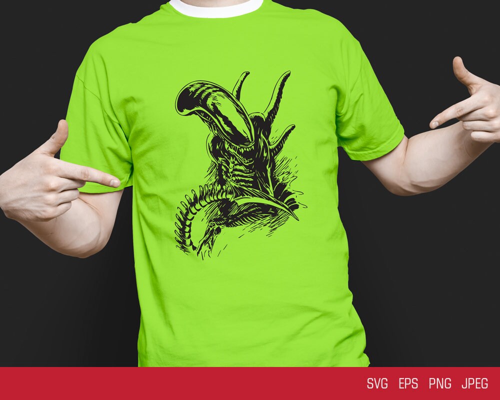 Alien Xenomorph Facehugger tshirt print PNG imadge digital Etsy