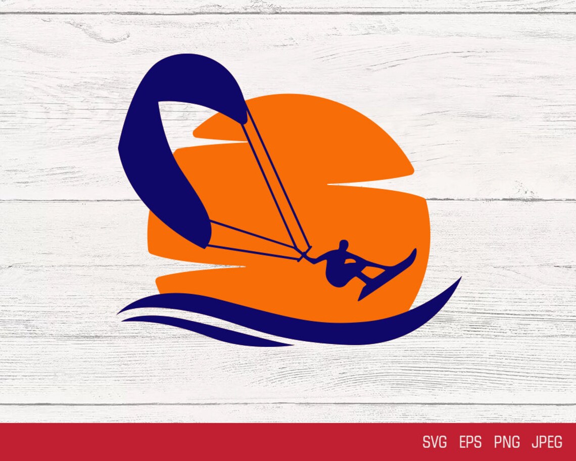 Kitesurfing Svg Kite Surfer Clipart Surfing Png Vector Eps Etsy