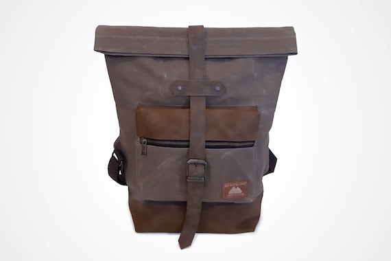 canvas and leather backpack uk Roll up Down Backpack UK | Recycled Rucksack | Wax Canvas Bag | Canvas  Rucksack | Waxed Canvas Vintage Reclaimed Leather Backpack