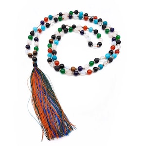 Colourful Onyx Beads Mala, Handmade Necklace, Lava Stones Jewellery, handmade yoga necklace, natural stone jewellery, meditation mala
