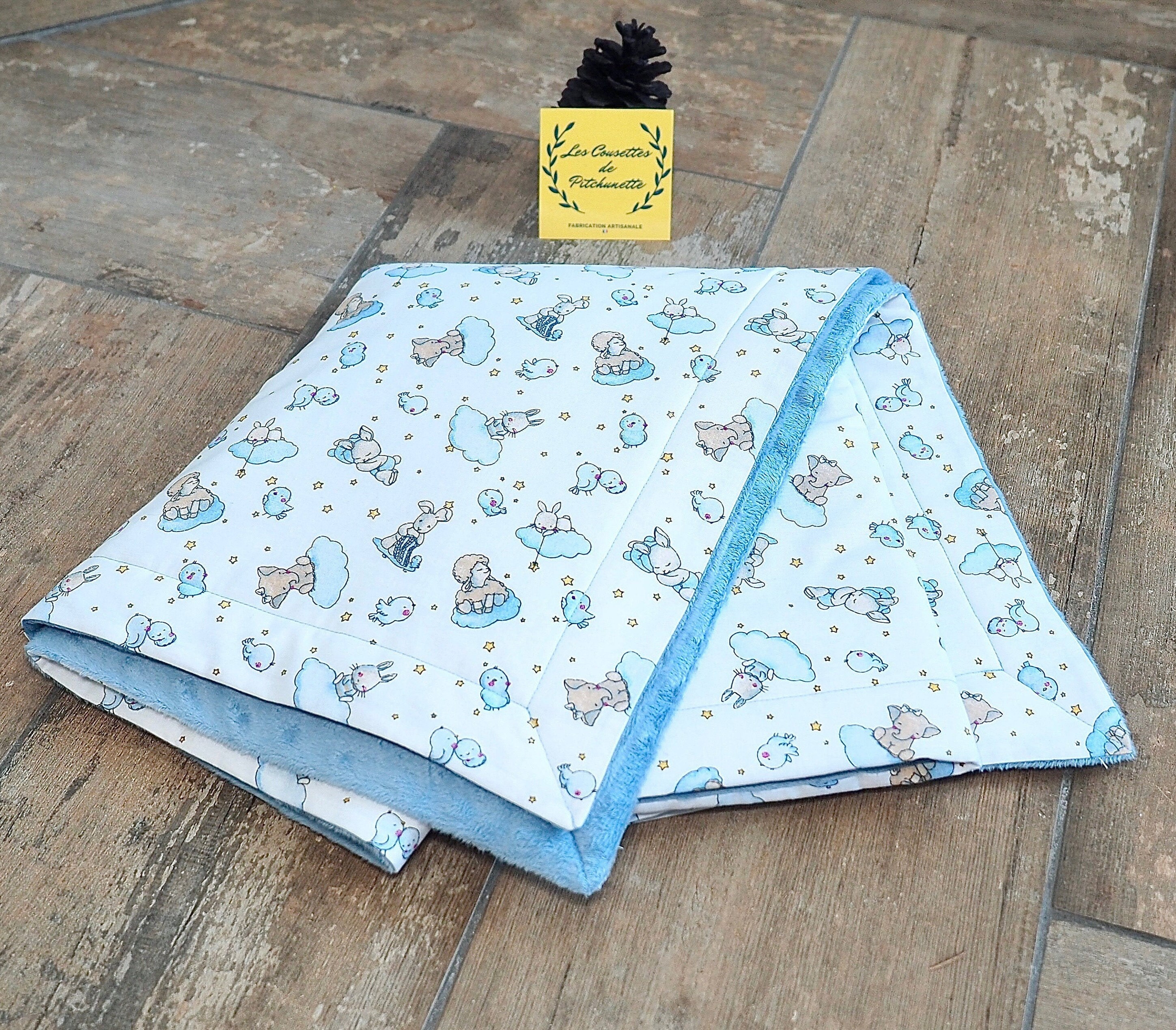 Couverture Bébé Personnalisable, en Coton et Minky