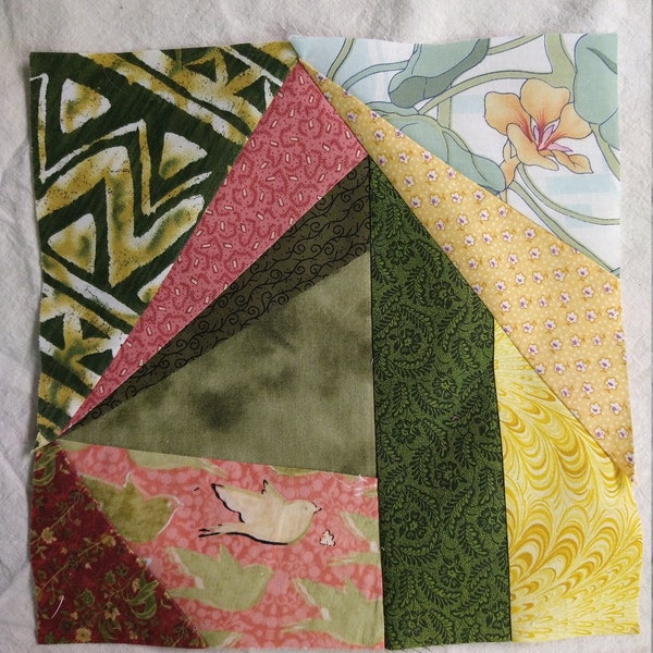 BLOCK 3 mix and match 9" Foundation Paper Piecing Quilt Block Pattern - PDF only - Crazy Quilt Pattern