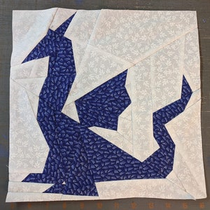 PDF FPP Pattern - Origami Dragon - 12-1/2&quot; block (12&quot; finished)