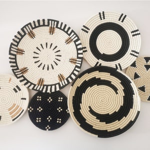 Handwoven Sisal Basket Wall Art: Boho Decor, Set of 6