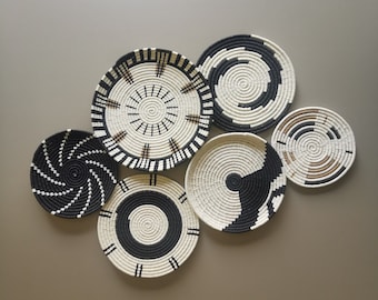 Basket Hanging, Basket Wall, Wall Basket, Textile Art Decor, African Basket Wall, Basket Wall Art, Rwanda Baskets, Wall Basket Set