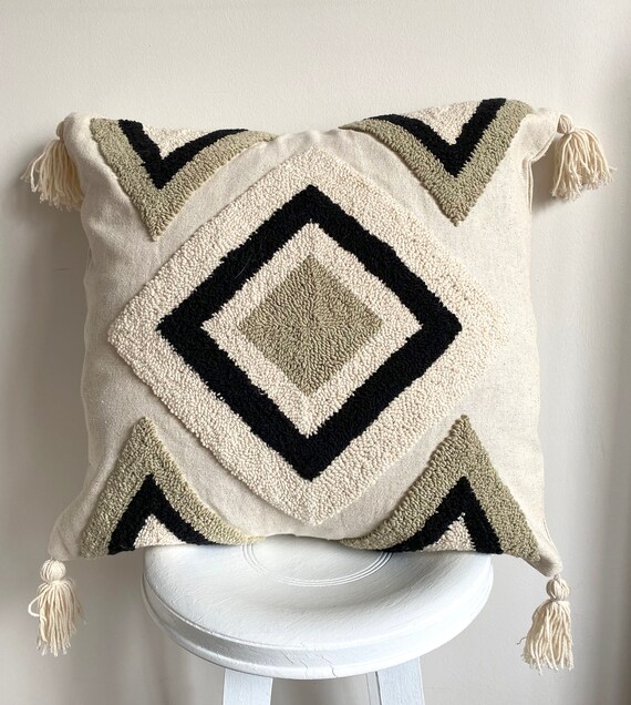 Handwoven Boho Pillow Cover Cream Ivory Bohemian Frill Cushion Case Throw Pillow Case Tufted Pillowcase for Home Decor Etsy