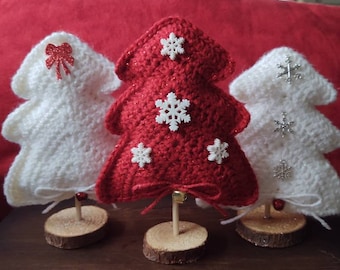 Handmade crochet Christmas trees. Set of 3 trees.