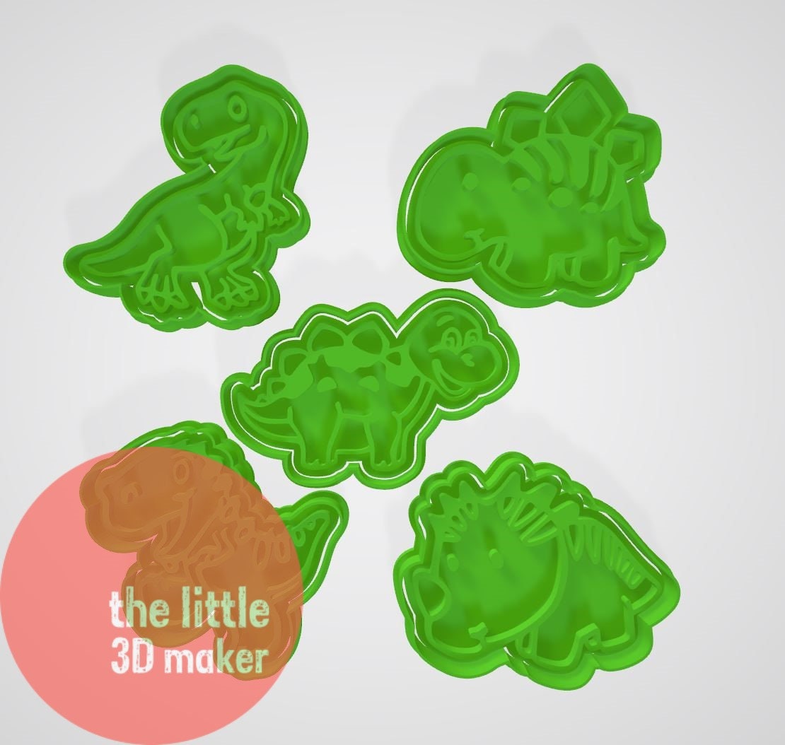 Dinosaur Cookie Cutter Stamp Fondant Embosser 3D Printed Etsy
