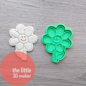 Happy Flower Cookie Cutter Stamp Fondant Embosser