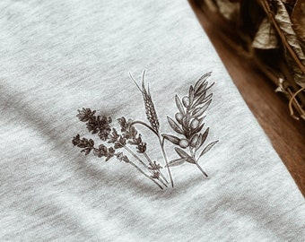PIANTE ESTIVE Bouquet di tatuaggi tessili piante natura grano lavanda olivo