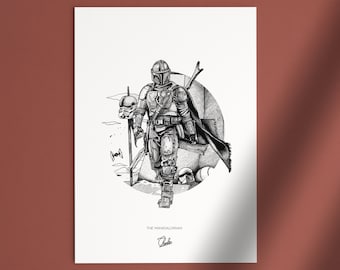 Cartolina illustrata dalla saga di Star Wars THE MANDALORIAN