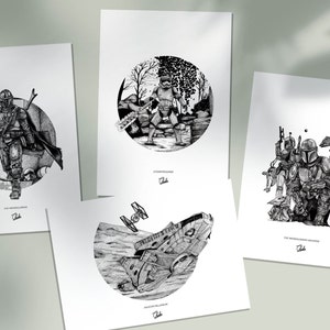 STAR WARS FAMILY lot cartes postales illustration saga