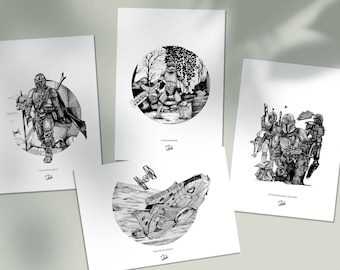Set di cartoline STAR WARS FAMILY, illustrazione della saga