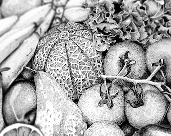 FRUTTA E VERDURA Cartolina illustrata *con Certificato di Autenticità*