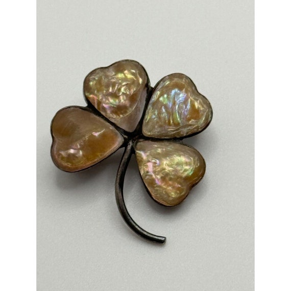 Victorian Four Leaf Clover Sterling Silver Mother… - image 2