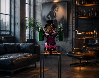 Champagne King Sculpture / Luxury Pop Art Figure / Modern Bar Decor / Wealth & Success Artwork