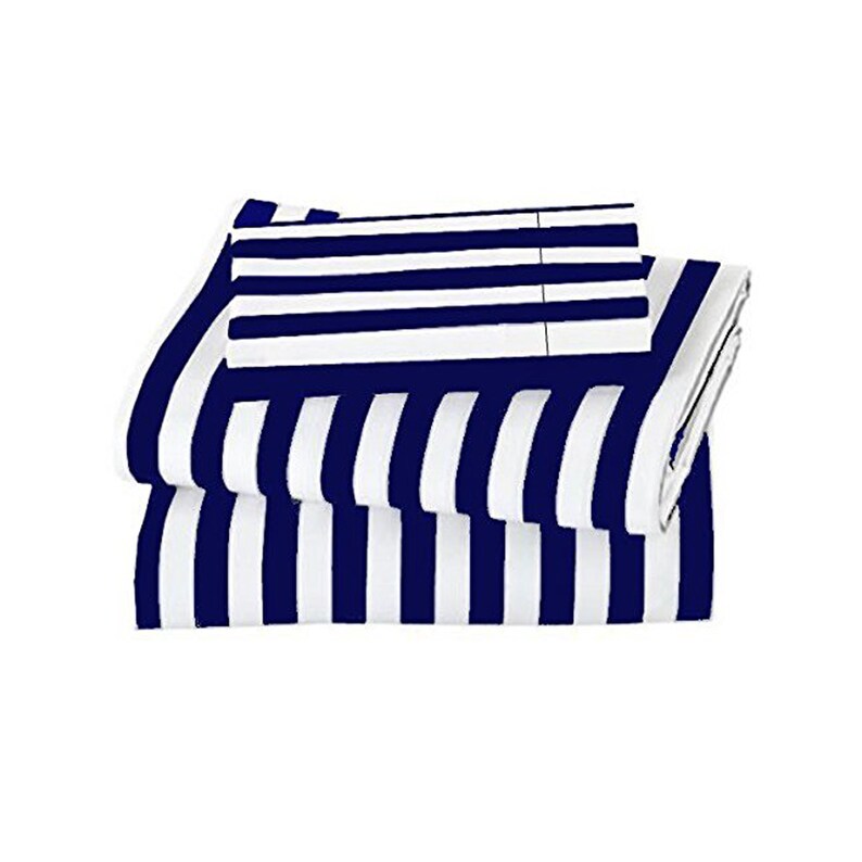 Navy and White Stripe Print Pattern Cotton Bed Sheet Set Etsy