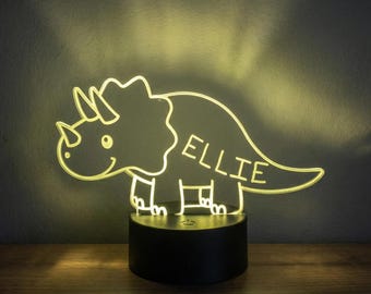 Personalized Dinosaur Night Light: Kids LED Acrylic Sign