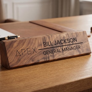 Personalized Solid Walnut Desk Wedge - Engraved