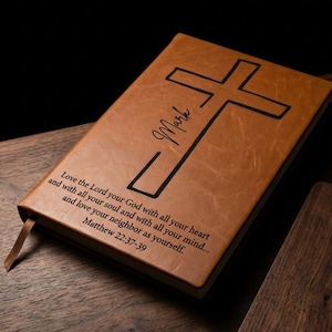 Personalized Prayer Journal — Engraved Cross Cover, Name & Bible Verse