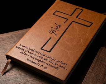 Personalized Prayer Journal — Engraved Cross Cover, Name & Bible Verse