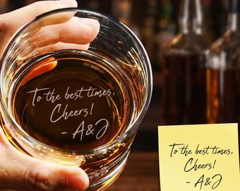 Engraved Handwriting Whiskey Glass - Sentimental Gift, Fathers Day Gift