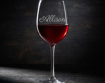Personalized Wine Glass, Engraved Name, Custom, Bridesmaid Wedding Gift