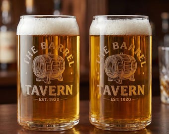Custom Beer Can Glass with Logo Engraved