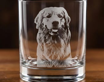 Custom Pet Portrait Whiskey Glass - Engraved Photo Glassware
