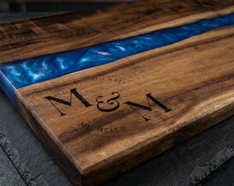 Personalized Resin Charcuterie Board, Blue River Acacia Serving Tray