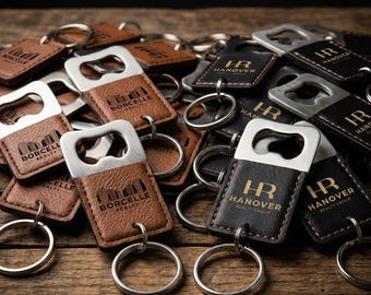 Custom Bottle Opener Keychains, Personalized Logo Engraving, Business Promotional Swag