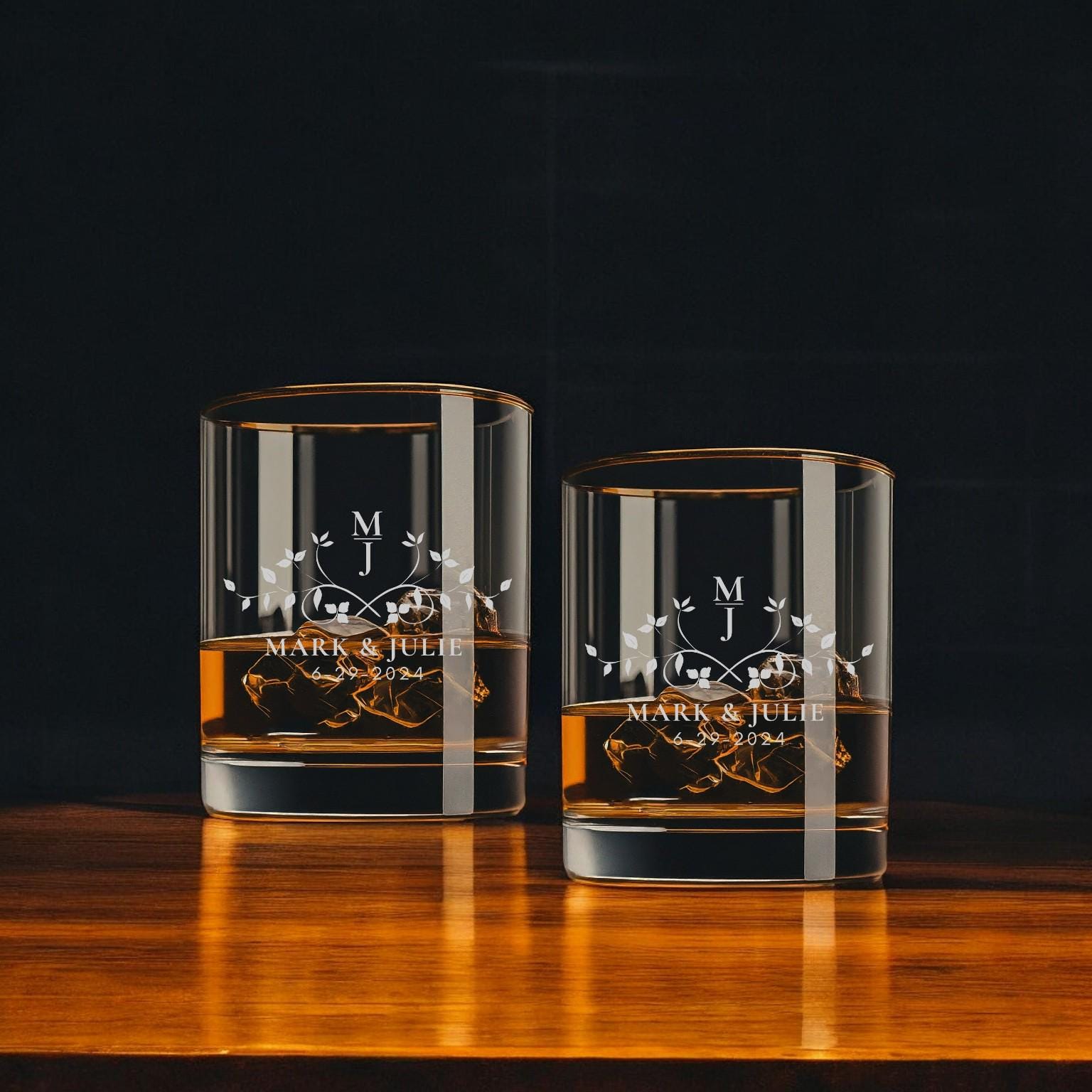 Personalized Whiskey Glass Set, Engraved Wedding Gift, Rocks Glasses
