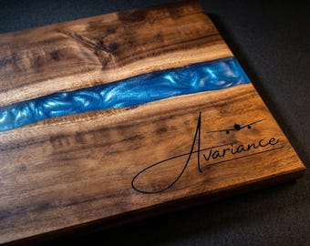 Personalized Resin Charcuterie Board, Blue River Acacia Serving Tray