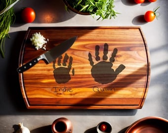 Personalized Cutting Board – Child’s Handprint or Art Gift for Mom, Dad, Teacher