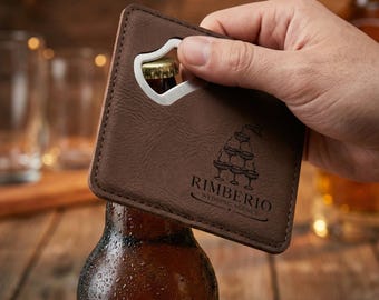 Personalized  Coaster Bottle Opener, Custom Logo Coaster, Engraved Corporate Gifts, Company Swag, Stocking Stuffer