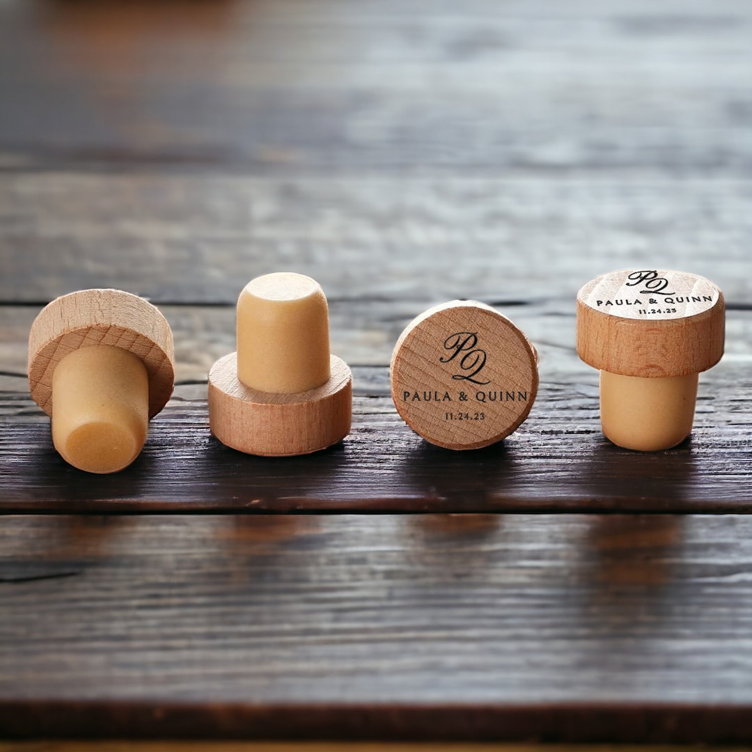 Engraved Wedding Wine Stoppers, Bulk Wine Stoppers, Monogrammed Wood Wine Stopper, Wedding Favor