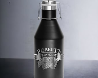 Personalized Growler, Engraved, Personalized Beer Gift, Insulated Stainless Steel Growler, Custom Gift, 64 oz Pub Growler