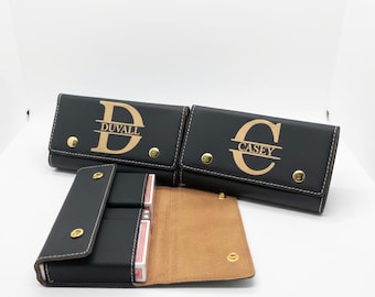 Personalized Leather Card & Dice Set: Engraved Design, Travel Game