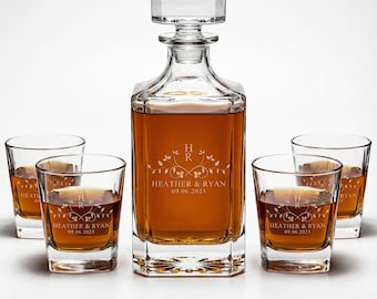 Personalized Whiskey Decanter Set with Glasses