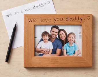 Child Handwriting Picture Frame, Personalized Engraved Wood Photo Frame
