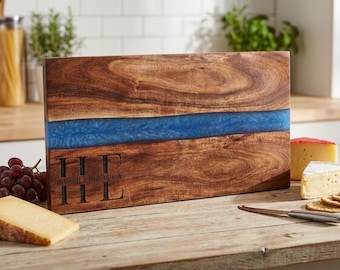 Personalized Resin River Cutting Board - Custom Engraved