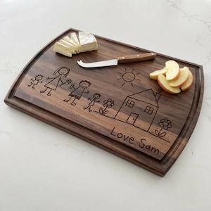 Child's Drawing Cutting Board - Engraved