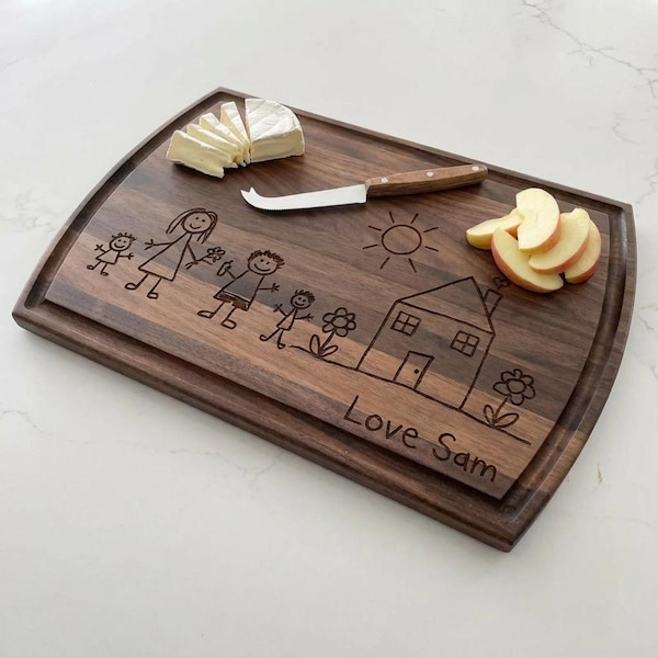 Child's Drawing Cutting Board - Engraved