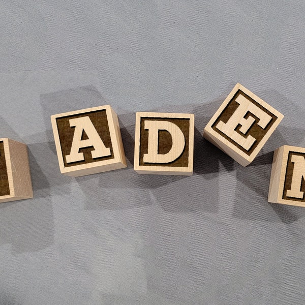 Personalized Wood Name Blocks, Photo Prop, 1.5" Block, Natural Wood Nursery Decor, Custom Maternity Gift, Newborn Gift, Baby Wooden Blocks