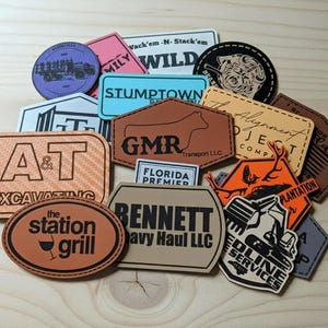 Logo Iron On Patches, Engraved Custom Business Logo patches, DIY iron on patch, Custom Leatherette patches, Do It Yourself, Leather Patches