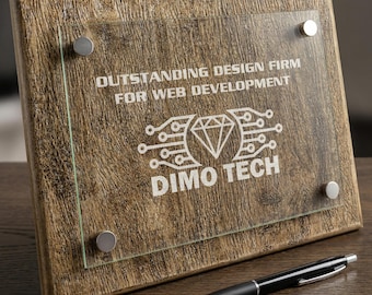 Custom Barnwood and Glass Plaque, Personalized Barnwood Award