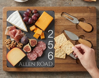 Personalized Slate Cheese Board Set, Realtor Closing Gift,