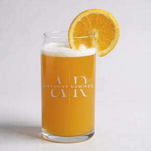 Beer Can Glass, Engraved Beer Glass, Monogram Beer Glass, Gift For Him, Home Bar, Bachelor Party, Groomsman Gift, Man-Cave Gift Item