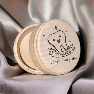 Engraved Tooth Fairy Box, Kid&#39;s Tooth Fairy Box,  Personalized Tooth Fairy Box with Lid, Custom Wooden Box, Tooth Fairy Child Gift