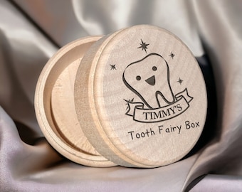 Engraved Tooth Fairy Box, Kid's Tooth Fairy Box,  Personalized Tooth Fairy Box with Lid, Custom Wooden Box, Tooth Fairy Child Gift